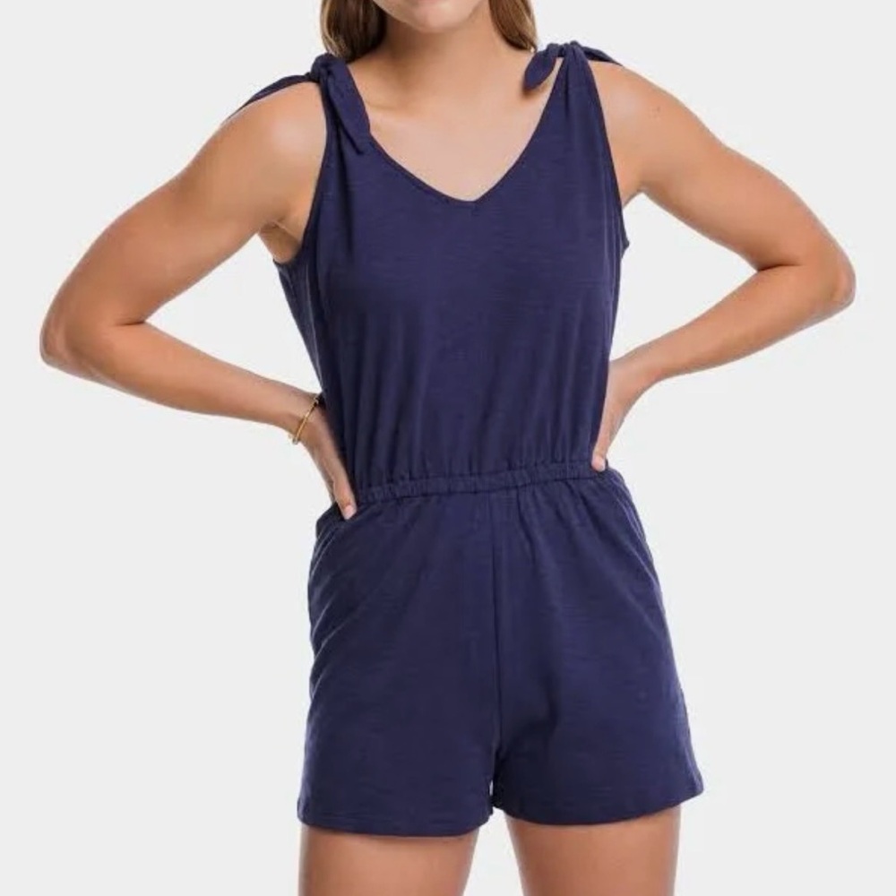 Southern Tides Tillie Sun Farer Shoulder Tie Romper L